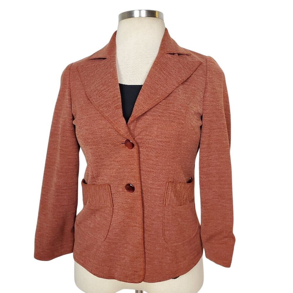 70s Western Vintage Brick Red Blazer Pockets S-M